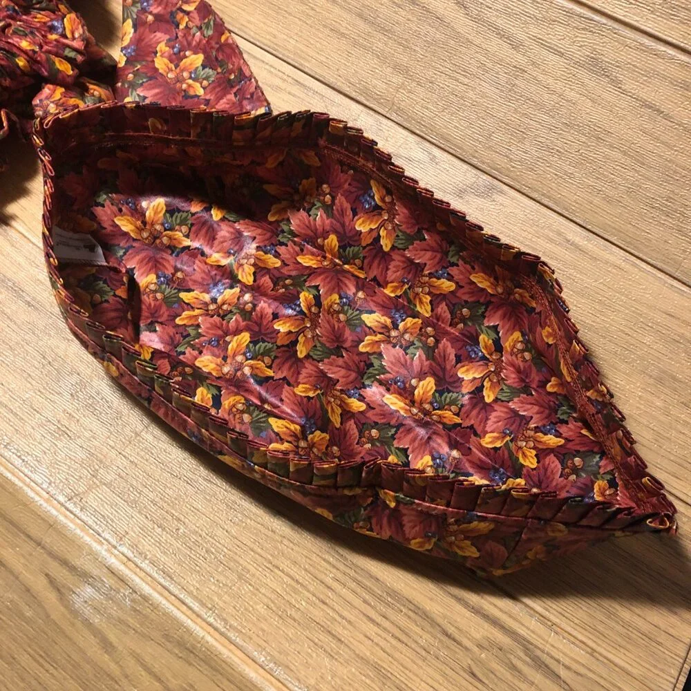 Longaberger basket accessories: 4 items lining and ribbon in orange brown rust